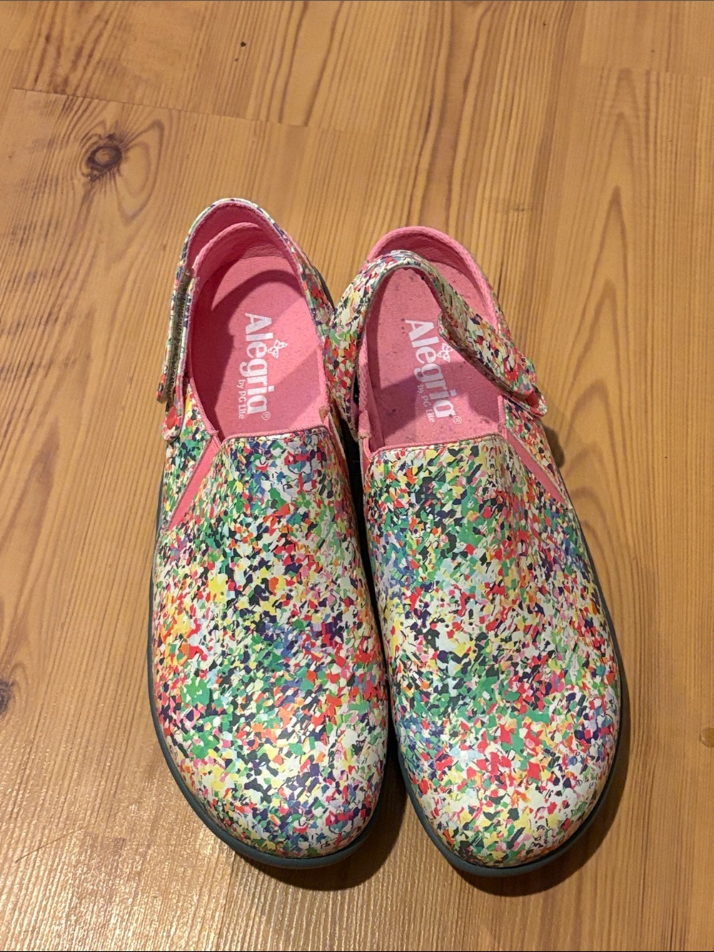 Alegria Women's Multicolor Confetti Slip-On Shoes with Pink Interior 40 (9.5-10)
